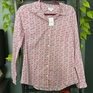🩷🆕 J.CREW Pink Patterned Button Up Blouse🌸